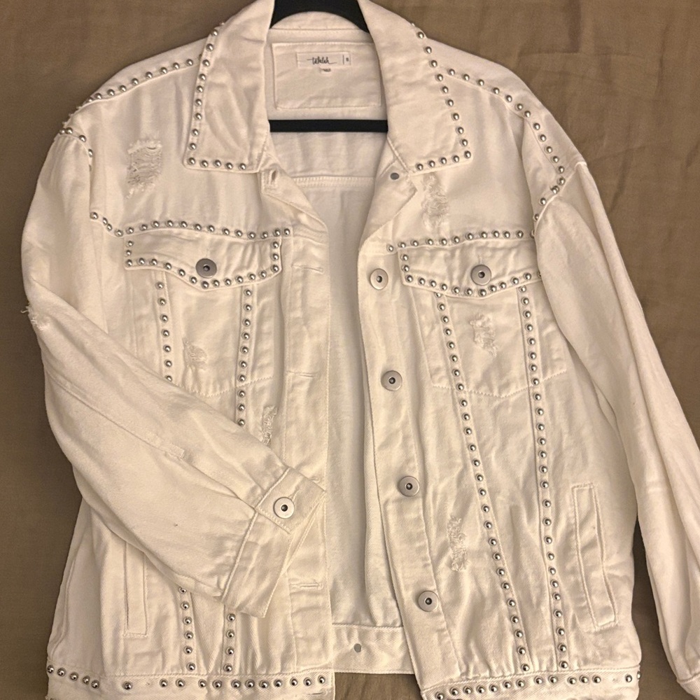Studded White Denim Jacket